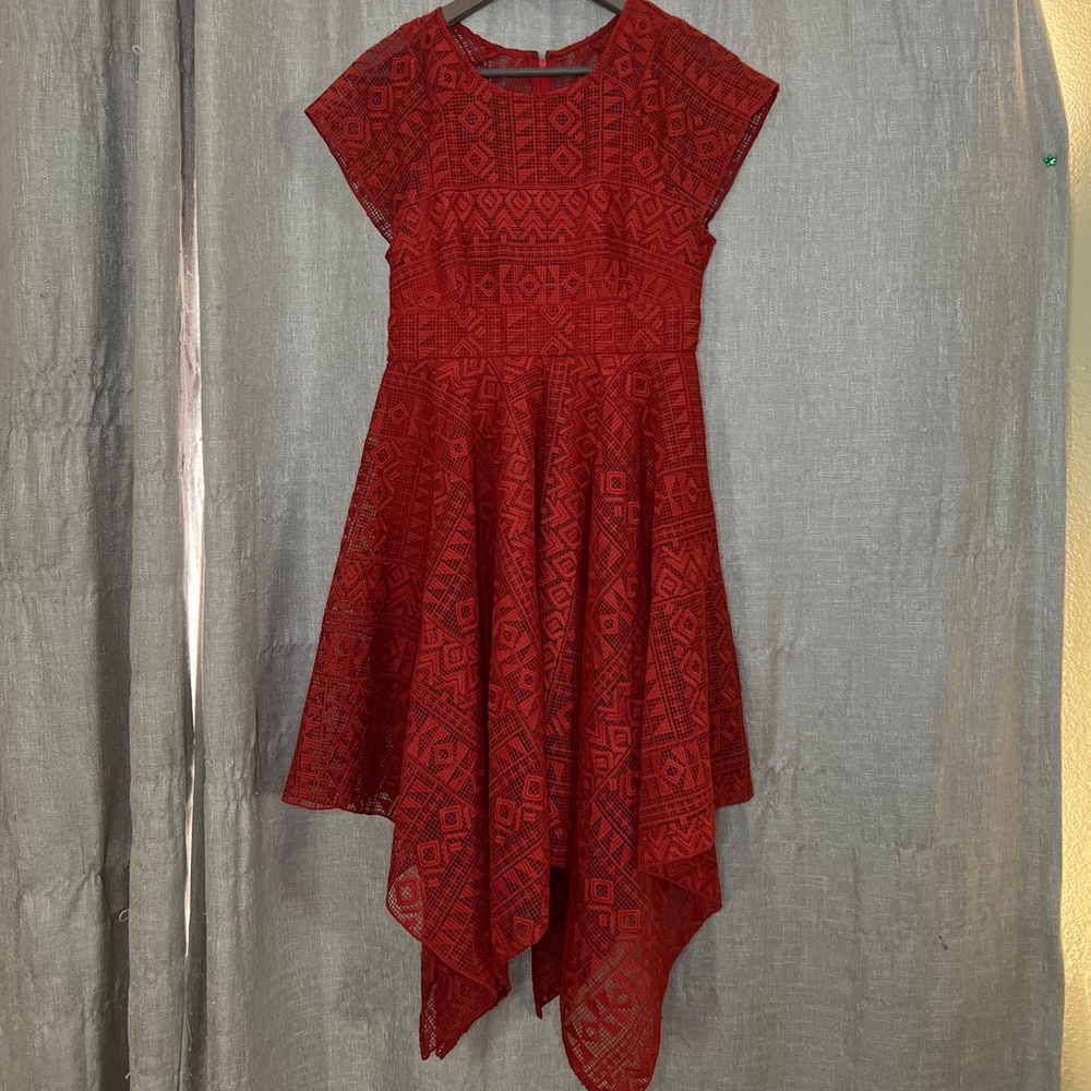 MAEVE / Anthropology Prima Burnt Orange Bohemian Lace Scarf Hem Dress